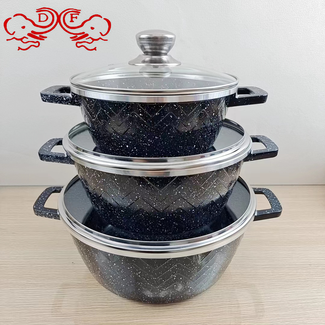 DF68777 Tourmaline cookware set for household woks, kitchenware, non-stick pans, marble cookware, DF TRADINGHOUSE
