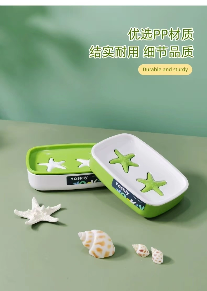 W60-VSK-015 Household draining soap box, bathroom soap rack, portable travel covered soap box, Double-layer draining student dormitory detail image 6