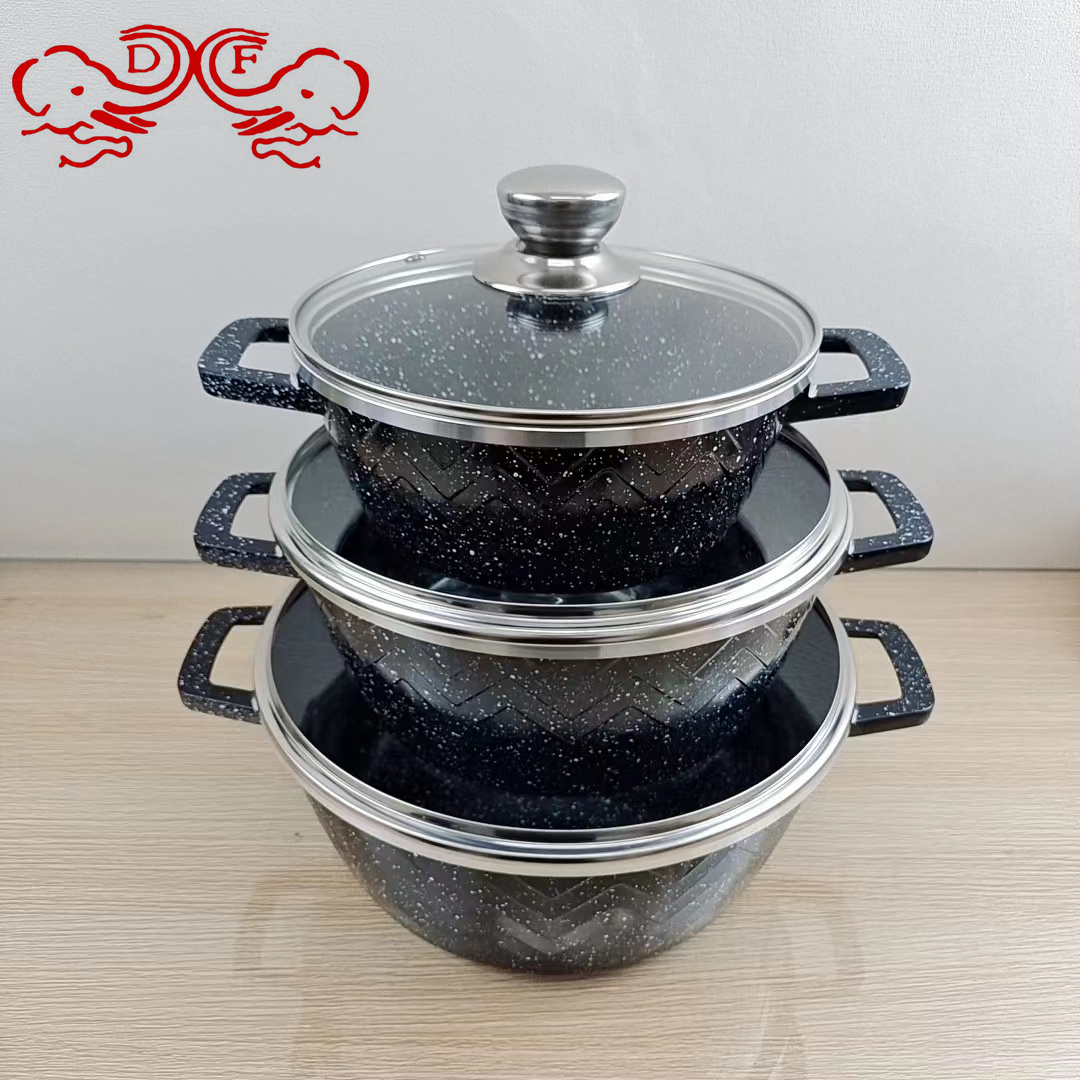 DF68777 Tourmaline cookware set for household woks, kitchenware, non-stick pans, marble cookware, DF TRADINGHOUSE Application Scenario