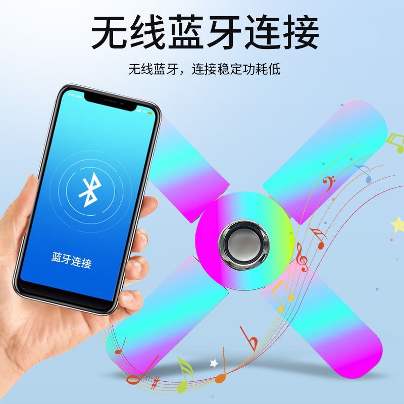 led蓝牙音乐灯4+1叶子灯蓝牙RGBW遥控灯可折叠家用led扇形球泡灯