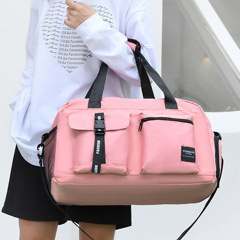 T men's and women's large-capacity, stretchable travel bag, luggage bag with shoe compartment, fitness bag, lightweight hand bag, shoulder bag details Picture