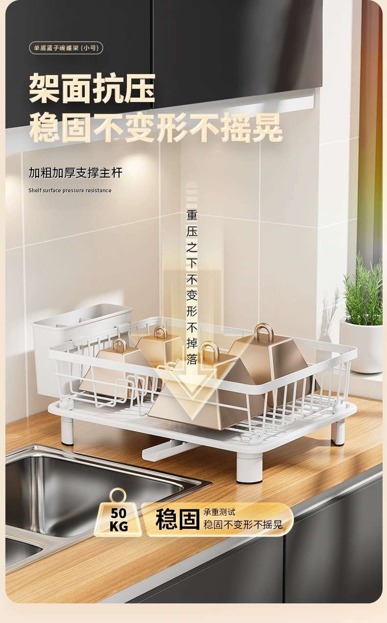 外贸批发厂家直销厨房碗碟架小体积碗盘沥水架水槽多功能餐具沥碗收纳盒。详情图6
