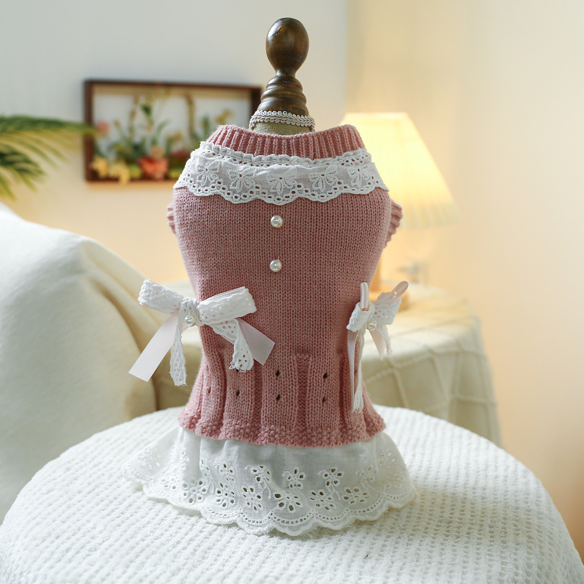 T Elegant princess cat and dog dress, warm and comfortable home clothes for pets, dogs and cats in autumn and winter, woolen dog clothes Specification image