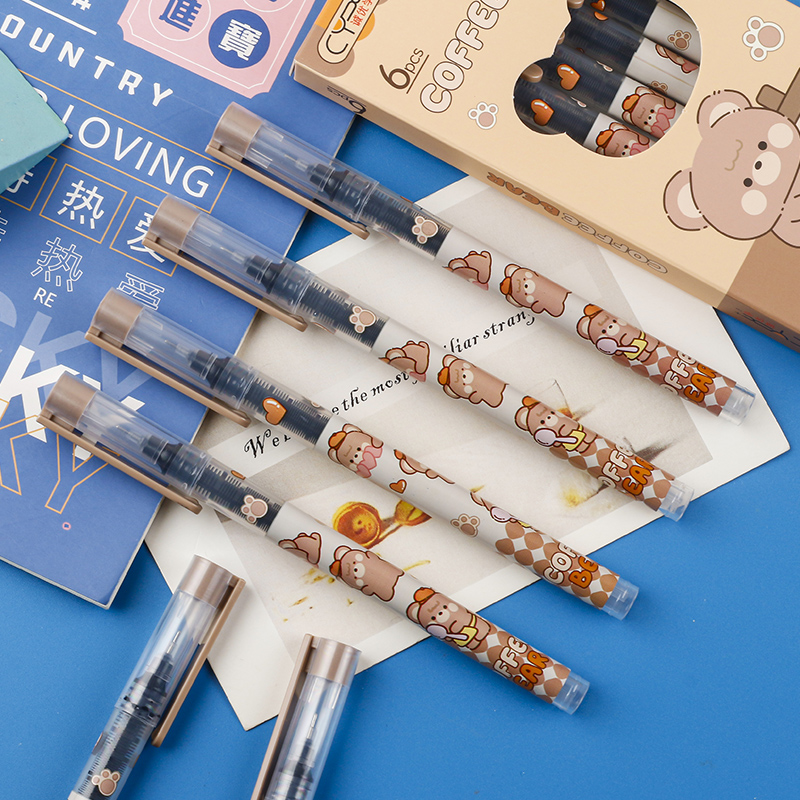 Coffee Bear Direct Liquid Ballpoint Pen, creative and cute planner pen, quick-drying ink Specification image