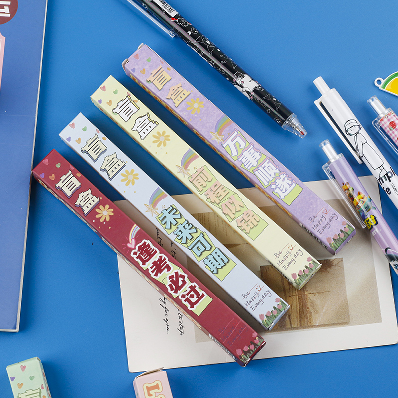The inspiring blind box series of gel pens ensure you pass every exam and have a bright future. Cute blind box blessing pens Application Scenario