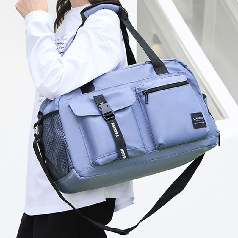 T men's and women's large-capacity, stretchable travel bag, luggage bag with shoe compartment, fitness bag, lightweight hand bag, shoulder bag Item Picture