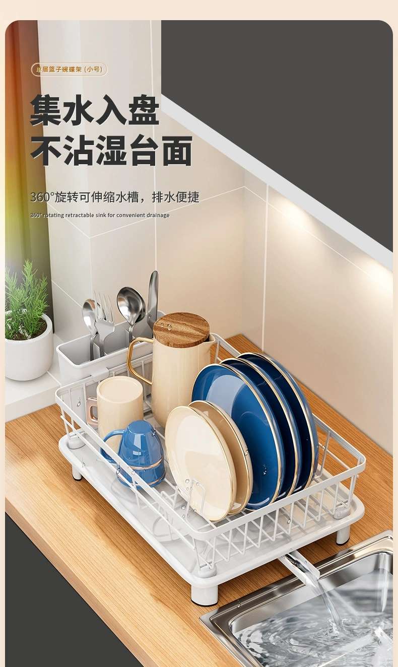 外贸批发厂家直销厨房碗碟架小体积碗盘沥水架水槽多功能餐具沥碗收纳盒。详情图7