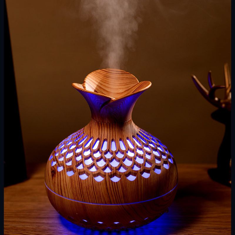 USB Home wood grain flower humidifier, silent office mini aroma diffuser, mushroom vase humidifier Specification image