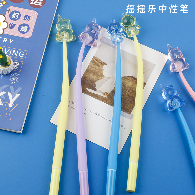 水晶公仔头摇摇乐中性笔宇航员造型创意笔ins风可爱手账中性笔