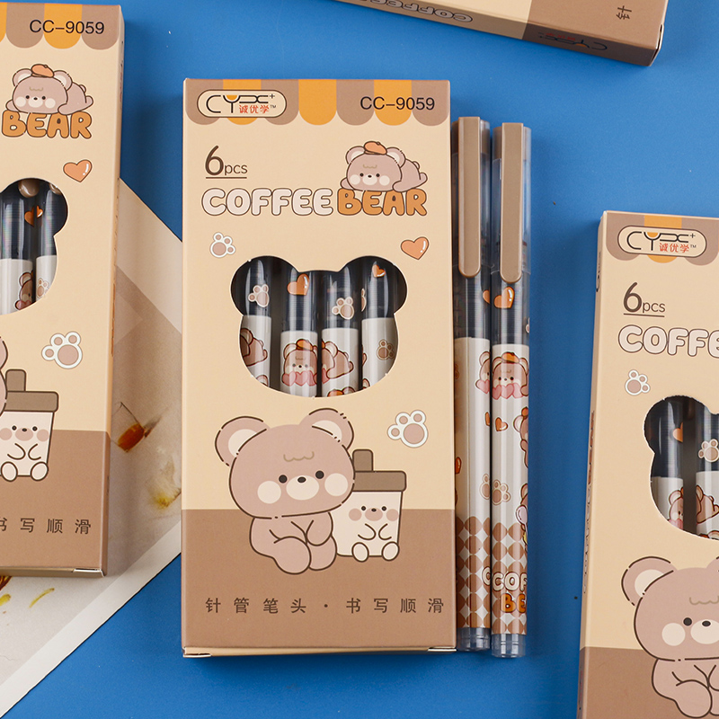 Coffee Bear Direct Liquid Ballpoint Pen, creative and cute planner pen, quick-drying ink Application Scenario