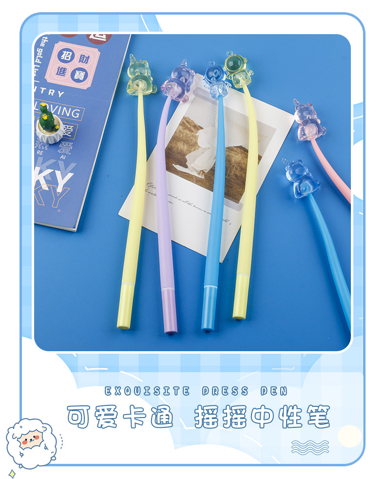 水晶公仔头摇摇乐中性笔宇航员造型创意笔ins风可爱手账中性笔详情1