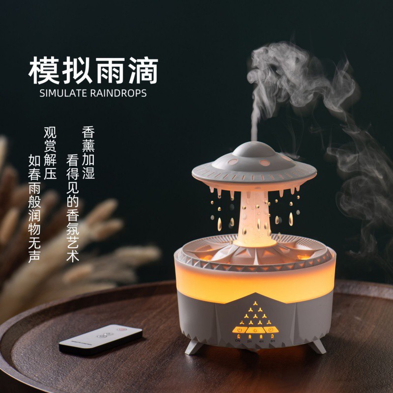 New raindrop aroma diffuser, humidifier, office desktop, home, bedroom, silent remote control, seven-color ambient light diffuser details Picture
