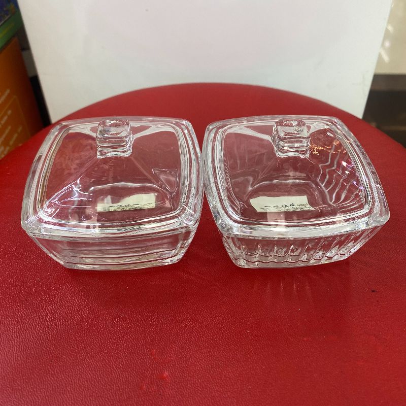 ins风小清新四方方形玻璃碗 冰淇淋碗甜品水果麦片早餐碗透明小碗细节图