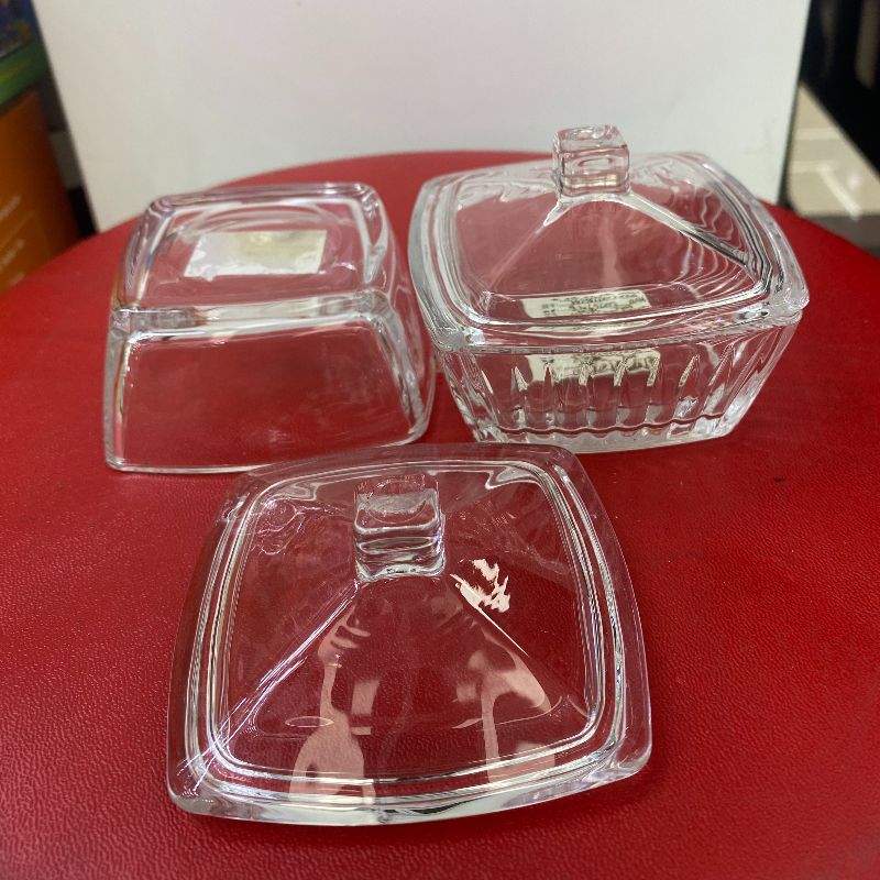 ins风小清新四方方形玻璃碗 冰淇淋碗甜品水果麦片早餐碗透明小碗白底实物图