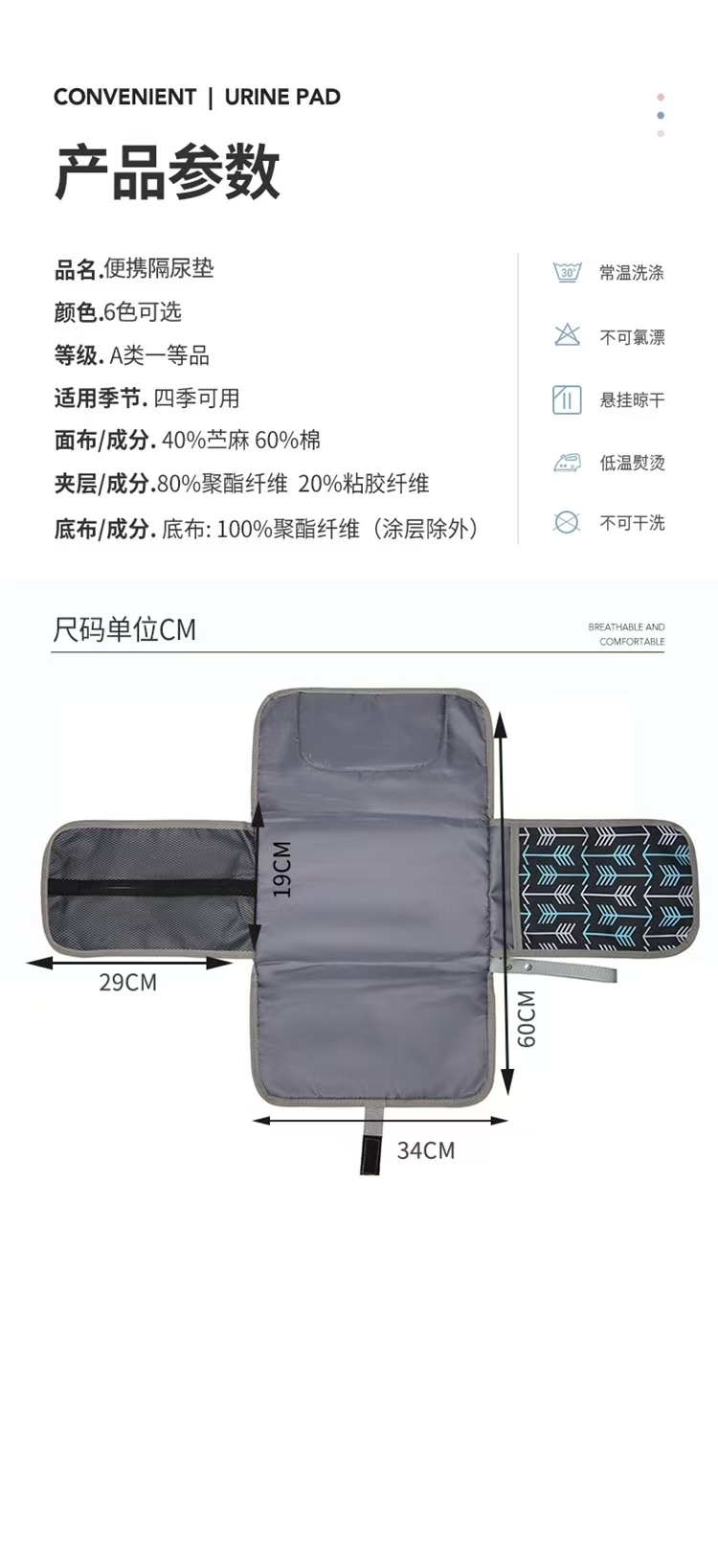 便携隔尿垫跨境宝妈外出神器婴儿换尿布台多功能折叠纸尿裤尿布包 隔尿垫婴儿尿垫详情15