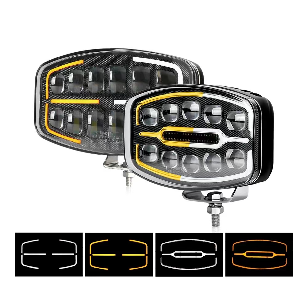 Ouka LED lights, Volvo headlights, work lights, 10-inch white and yellow light, lens lights modification details Picture