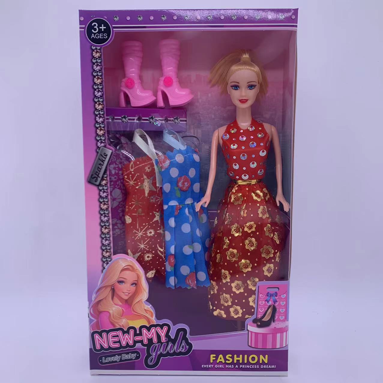 Girls favorite four limbs wrist movable window box 11 inches full body horsetail Barbie doll plum boots cover dress up every family wine set toy thumbnail