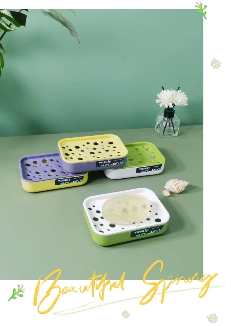 W60-VSK-016 Household soap box, bathroom plastic soap box, double-layer draining soap box, student dormitory balcony laundry soap rack detail image 12