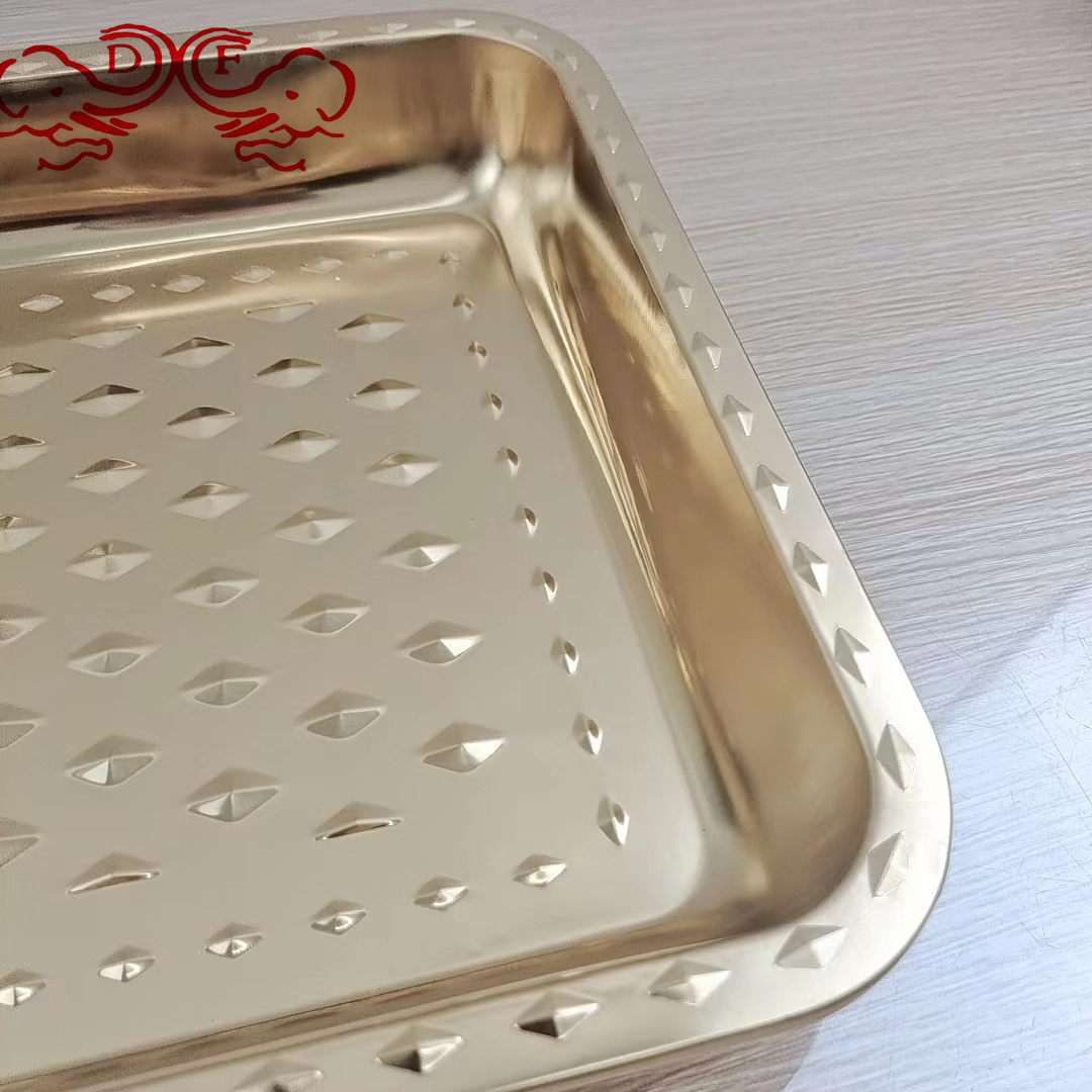 DF68799 stainless steel diamond square plate tray, barbecue plate, dumpling plate, commercial and household kitchen vegetable and bread plate, DF TRADINGHOUSE Application Scenario
