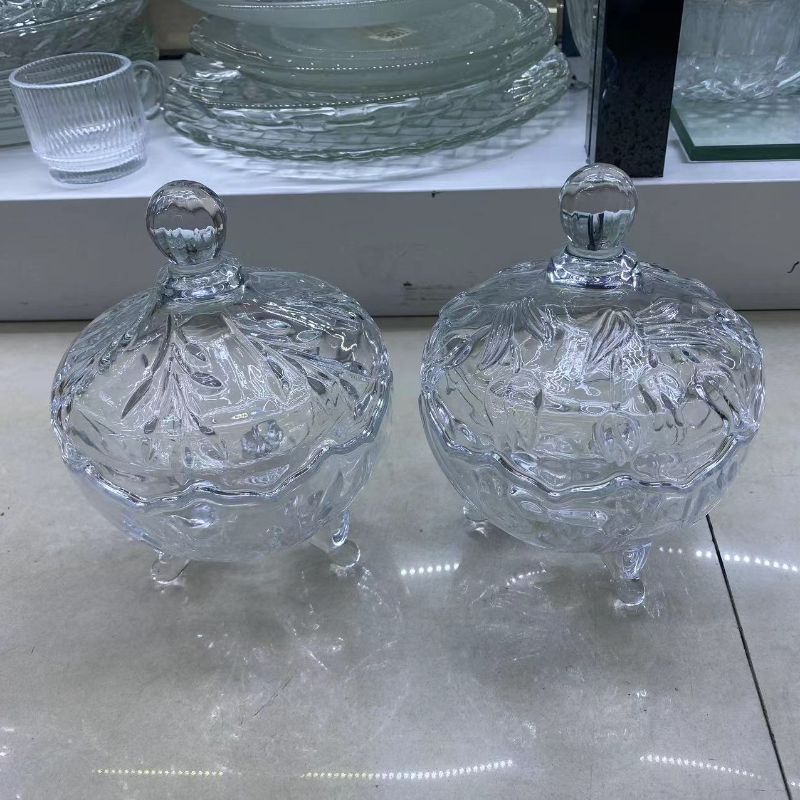 自助餐厅水晶玻璃糖果罐带盖储物陈列干果罐水果罐头沙拉碗甜品盅