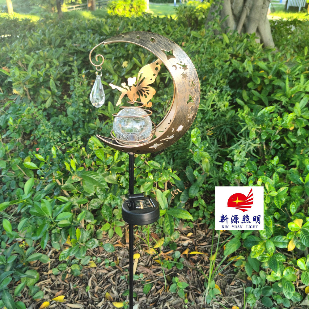 Cross-Border Amazon Solar Fairy Moon Cracked Glass Ball Ground Insert Lights Garden Lawn Lights Outdoor Decorative Lights Specification drawing