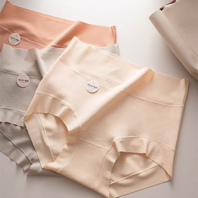 5A-grade Xinjiang long-staple cotton high-waisted underwear for women, pure cotton large size, tuck in the abdomen, lift the buttocks, seamless, all-cotton antibacterial crotch, cross-border details Picture