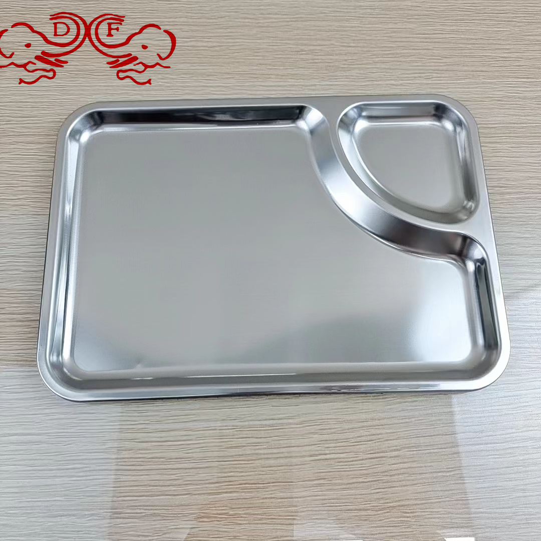 DF68799 不锈钢方形盘烧烤盘子菜碟银色商用平底盘韩式小吃盘DF TRADINGHOUSE 白底实物图