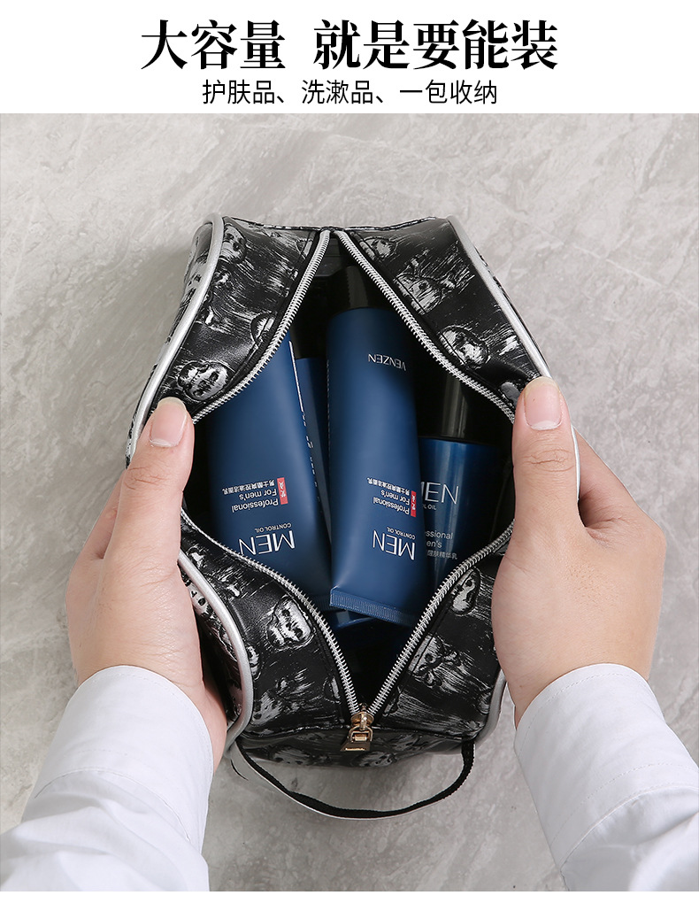 T旅行洗漱收纳袋便携防水手提包男士洗漱包复古洗浴用品大容量包详情3