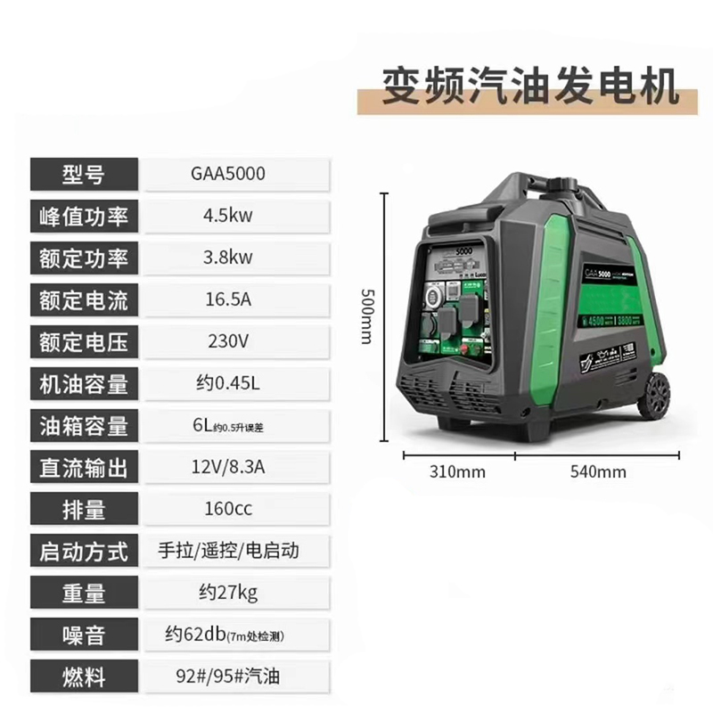 Shinever 超静音款汽油变频发电机 gasoline inverter generator 4.5KW 详情1