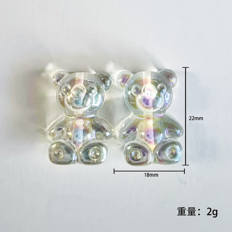 Clothing accessories, accessories, bear vertical hole bracelets, pendants, hair clips, clothes, shoes, bags, stickers, Bear seven-color resin detail image 5