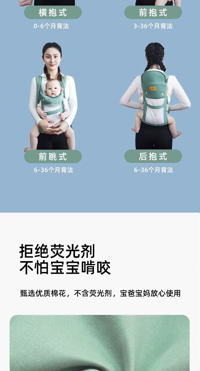 宝宝背带婴儿橫前抱式外出简易抱娃神器解放双手新生儿多功能轻便详情6