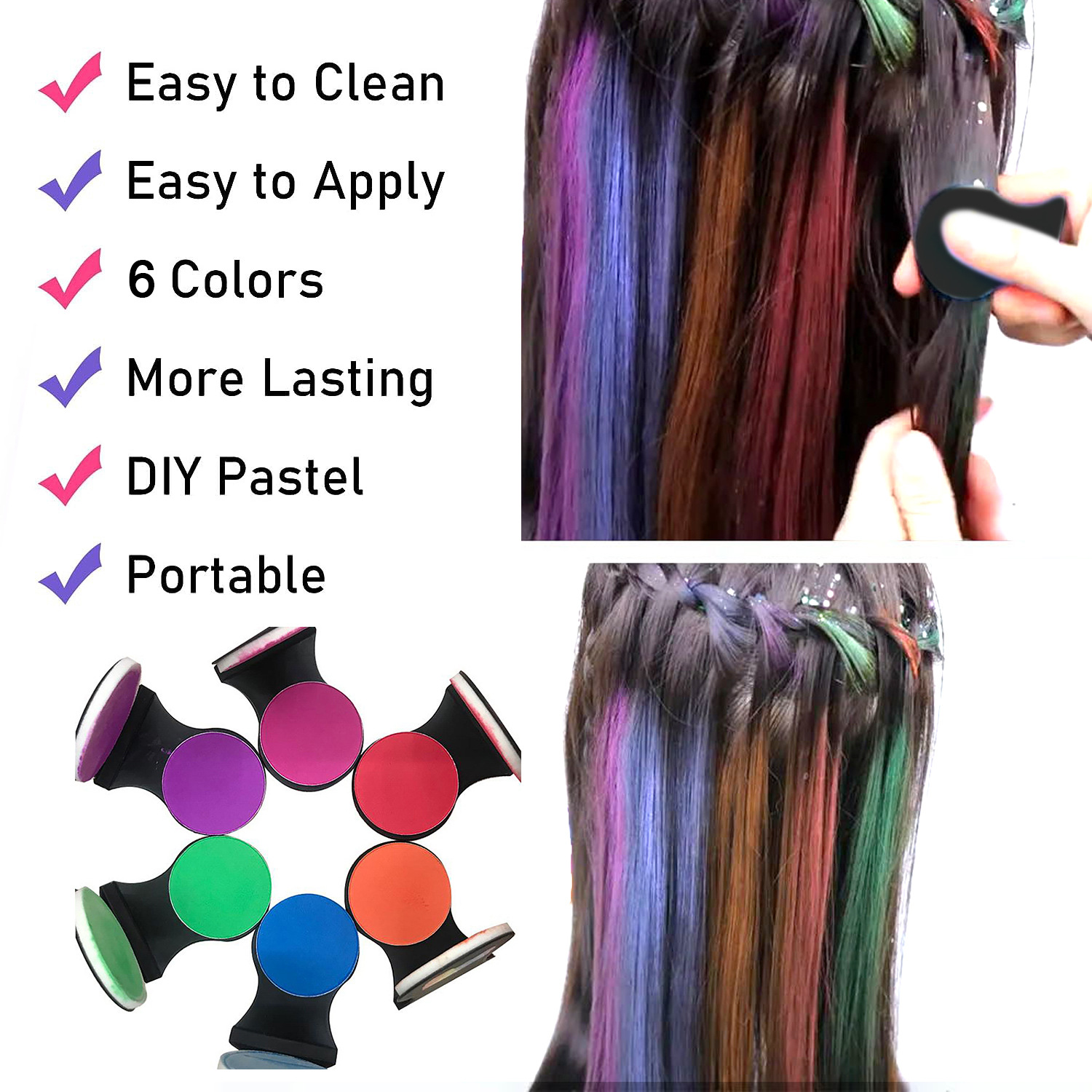 6-color hair dye powder in stock for export, disposable color hair dye powder, easy to color and clean details Picture