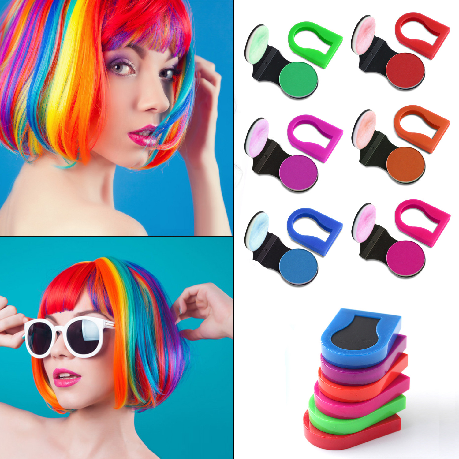 6-color hair dye powder in stock for export, disposable color hair dye powder, easy to color and clean