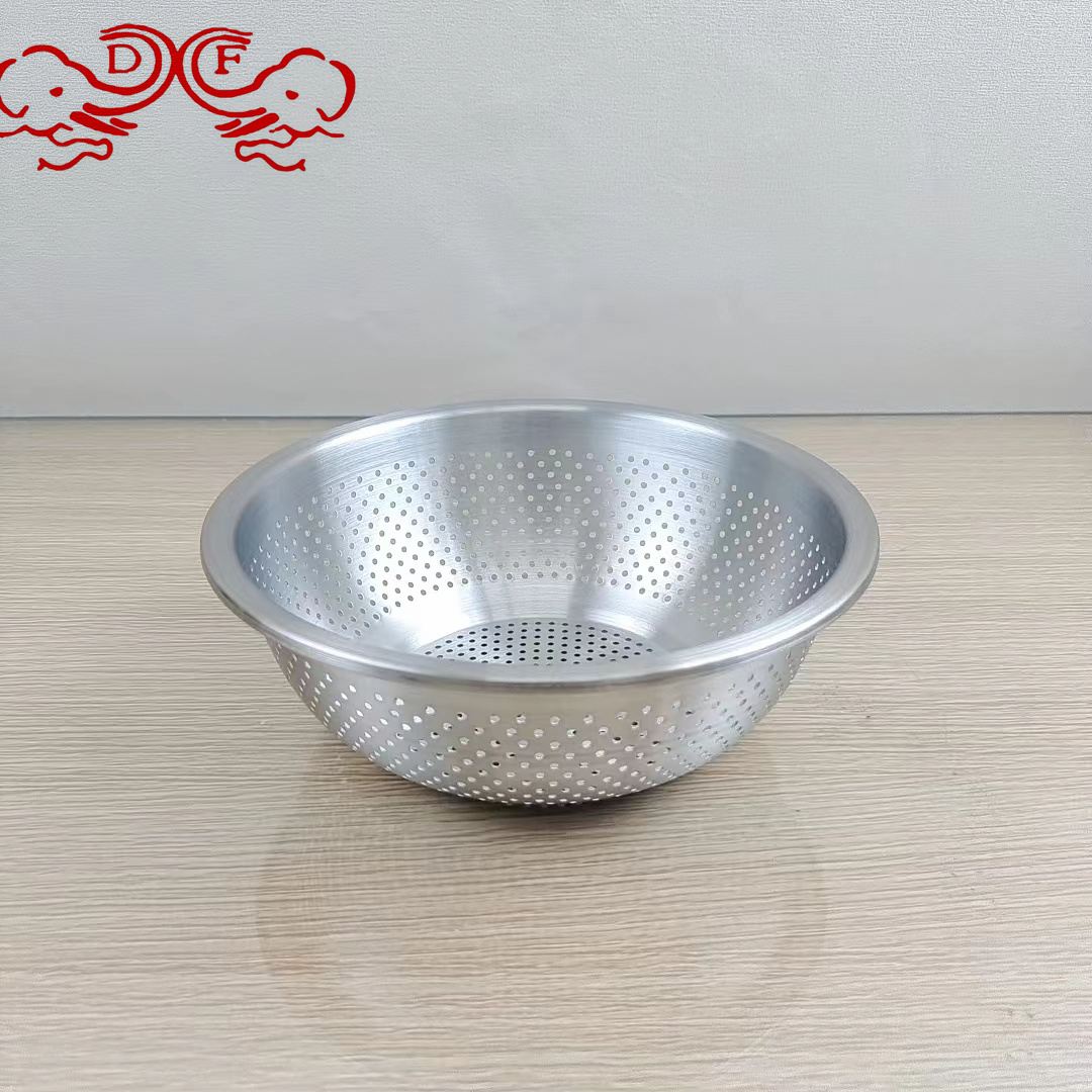 DF68797 304 stainless steel European-style draining basin, large inverted edge seasoning VAT, rice washing sieve, multi-purpose basin, perforated basin, DF TRADINGHOUSE