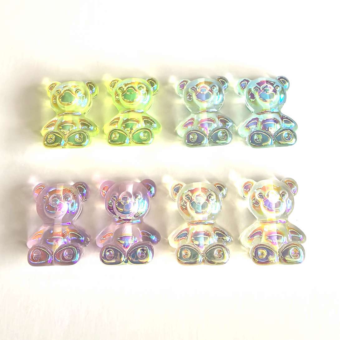 Clothing accessories, accessories, bear vertical hole bracelets, pendants, hair clips, clothes, shoes, bags, stickers, Bear seven-color resin Specification image