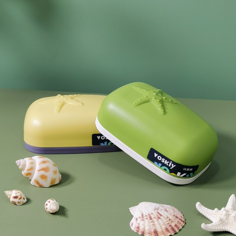 W60-VSK-017 Creative Plastic Soap Box, split-type draining soap box, laundry soap, soap rack, portable with lid for student dormitories Item Picture