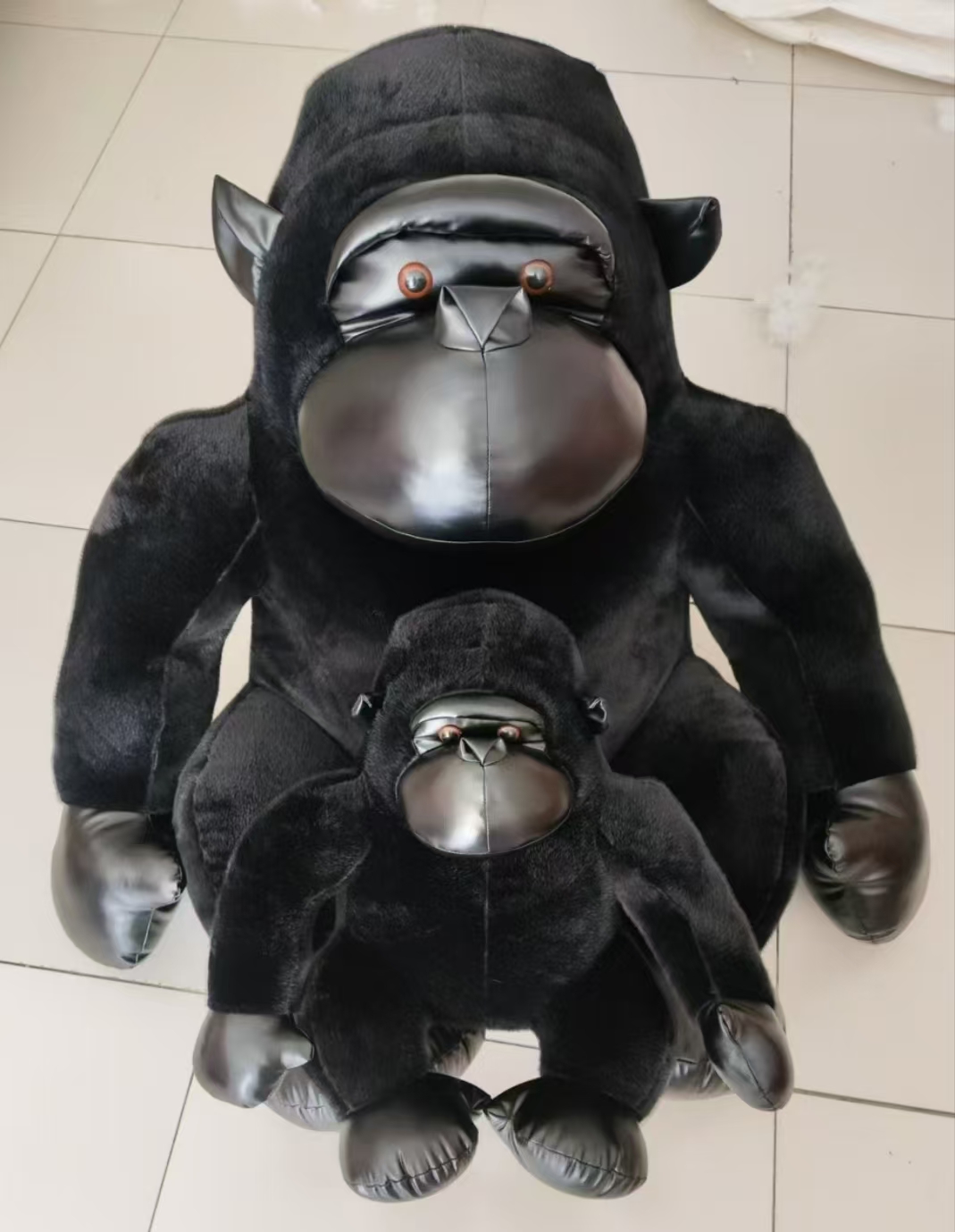 New Gorilla plush pillow, black diamond plush toy doll, cloth doll, mink fabric, leather case pic 3