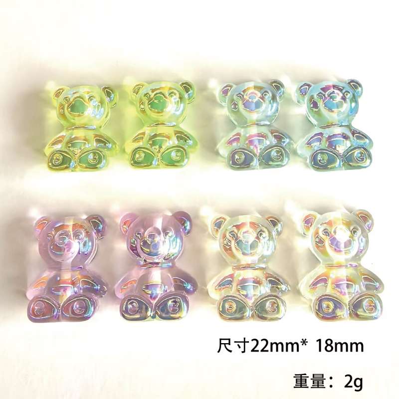 Clothing accessories, accessories, bear vertical hole bracelets, pendants, hair clips, clothes, shoes, bags, stickers, Bear seven-color resin detail image 6