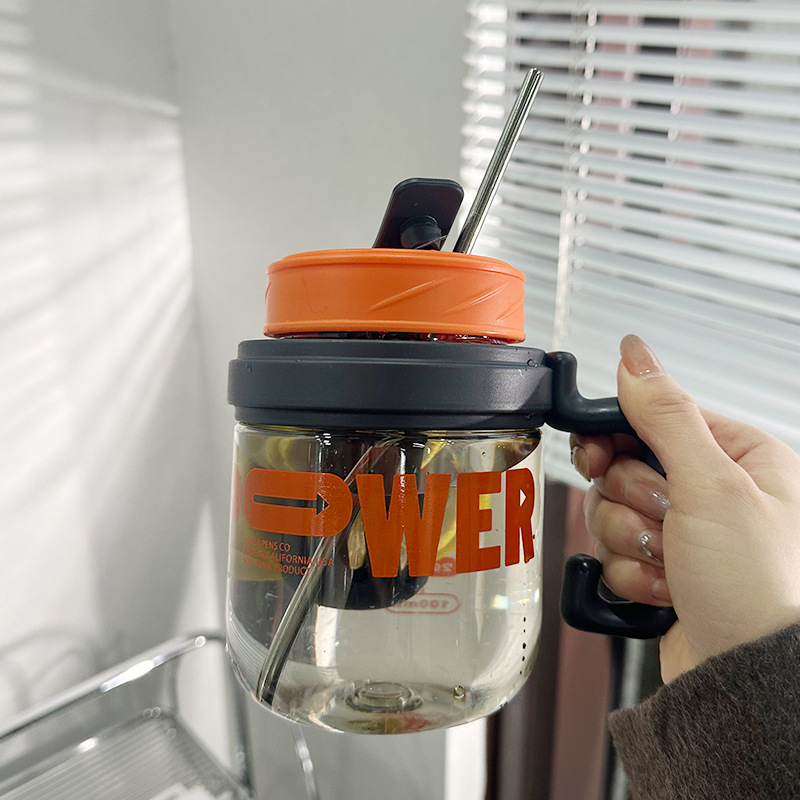 Z37-G749 water cup for girls, high appearance level, straw, large belly cup, new large-capacity office handle water bottle with tea strater Item Picture