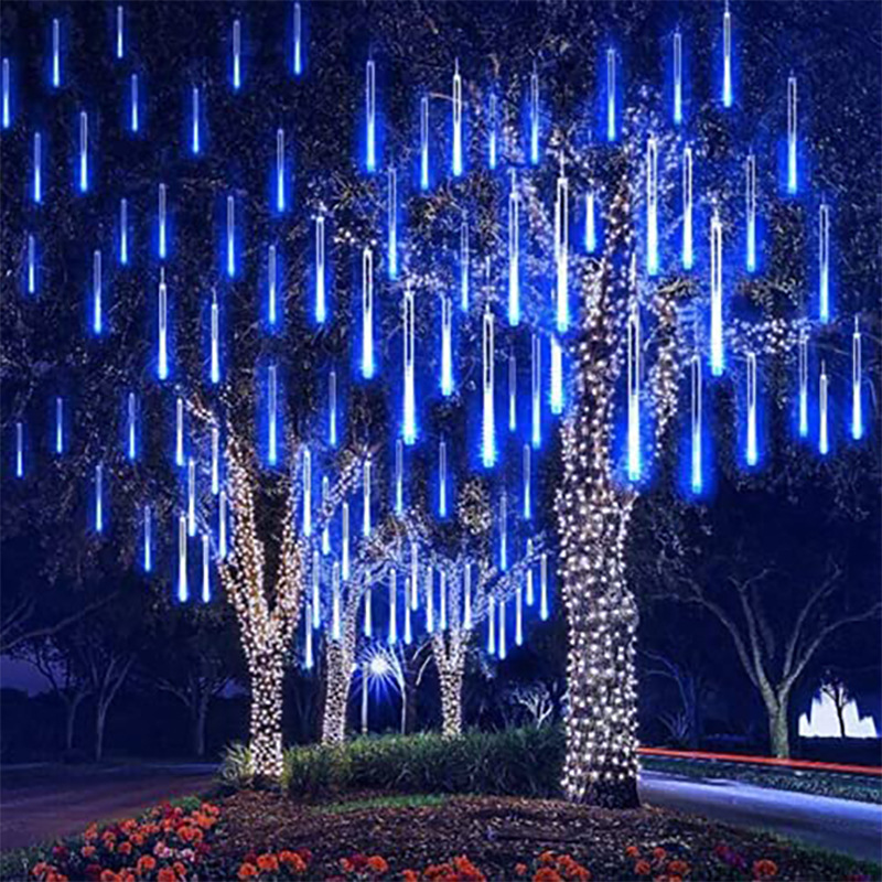 Solar meteor shower led lights Outdoor waterproof lights Festive garden decoration tree lights Christmas and New Year light strings