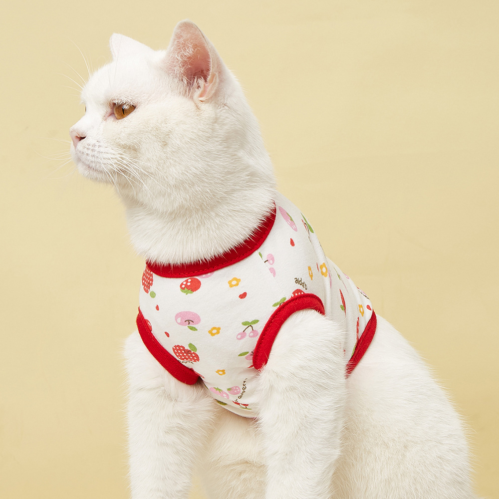 T新款可爱卡通无袖宠物马甲纯棉宠物衣服春夏清凉舒适狗猫背心衣详情8