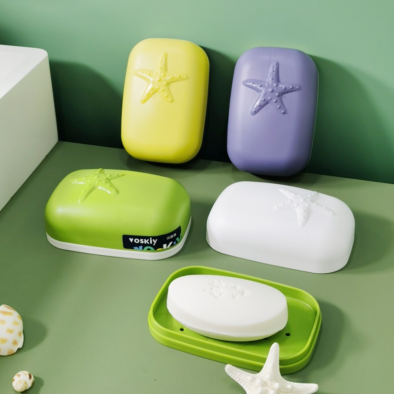 W60-VSK-017 Creative Plastic Soap Box, split-type draining soap box, laundry soap, soap rack, portable with lid for student dormitories details Picture