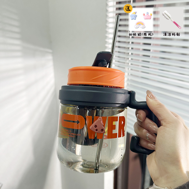 Z37-G749 water cup for girls, high appearance level, straw, large belly cup, new large-capacity office handle water bottle with tea strater Specification image