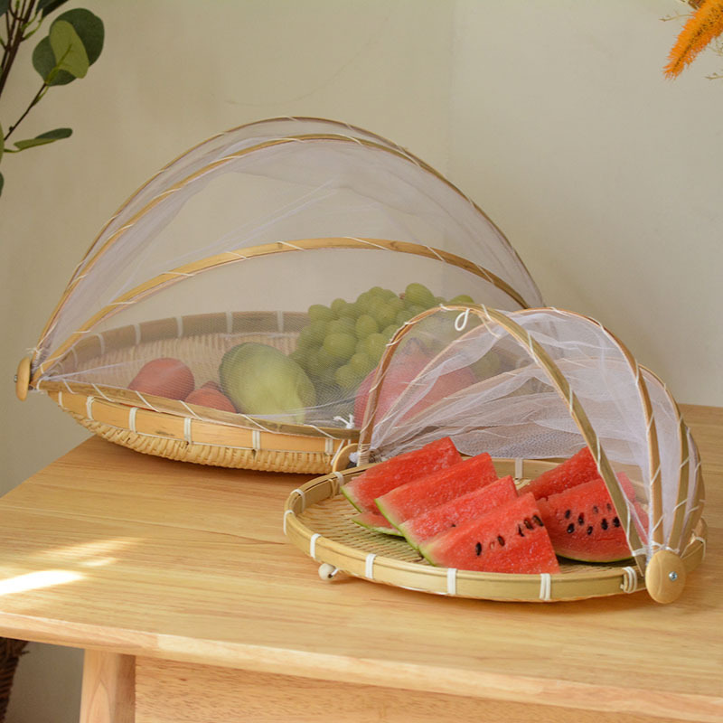 Handcrafted bamboo products, mesh covers, household insect-proof and fly-proof bamboo baskets, rural steamed bun and fruit baskets, drying and storage dustpans details Picture