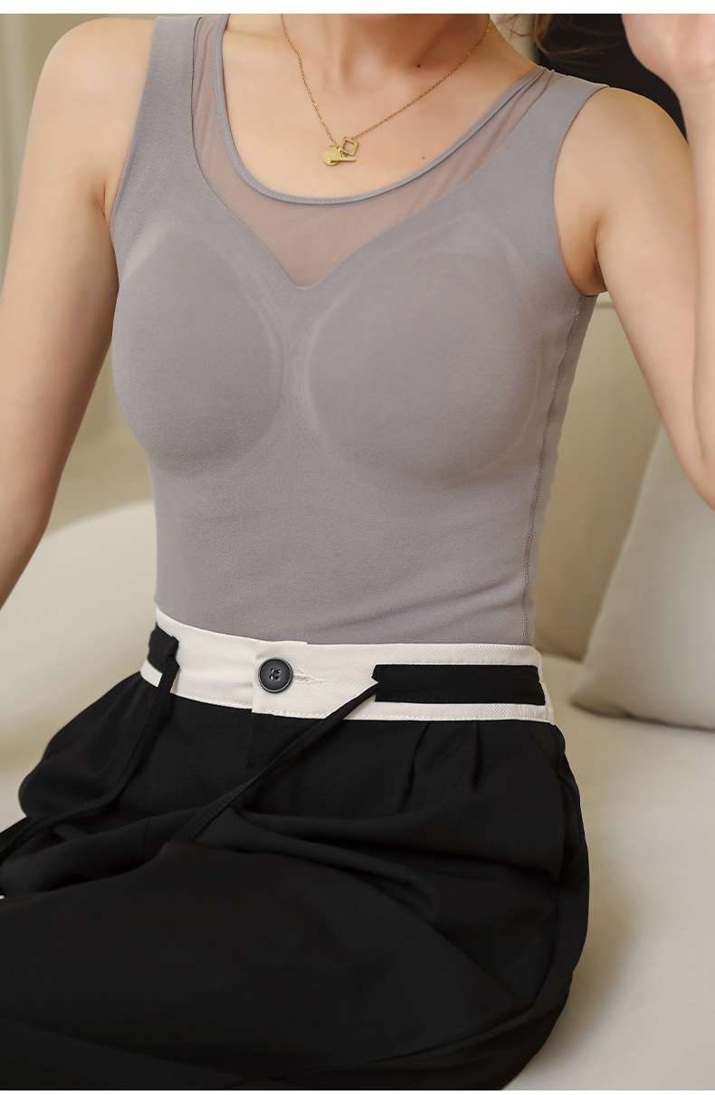 American Empire 5802# Warm Core Nourish Sling Underwear New Original Warm Integrated Warm Underwear Cashmere Silk Women's Base Coat With Chest Cushion Back Heart undefined