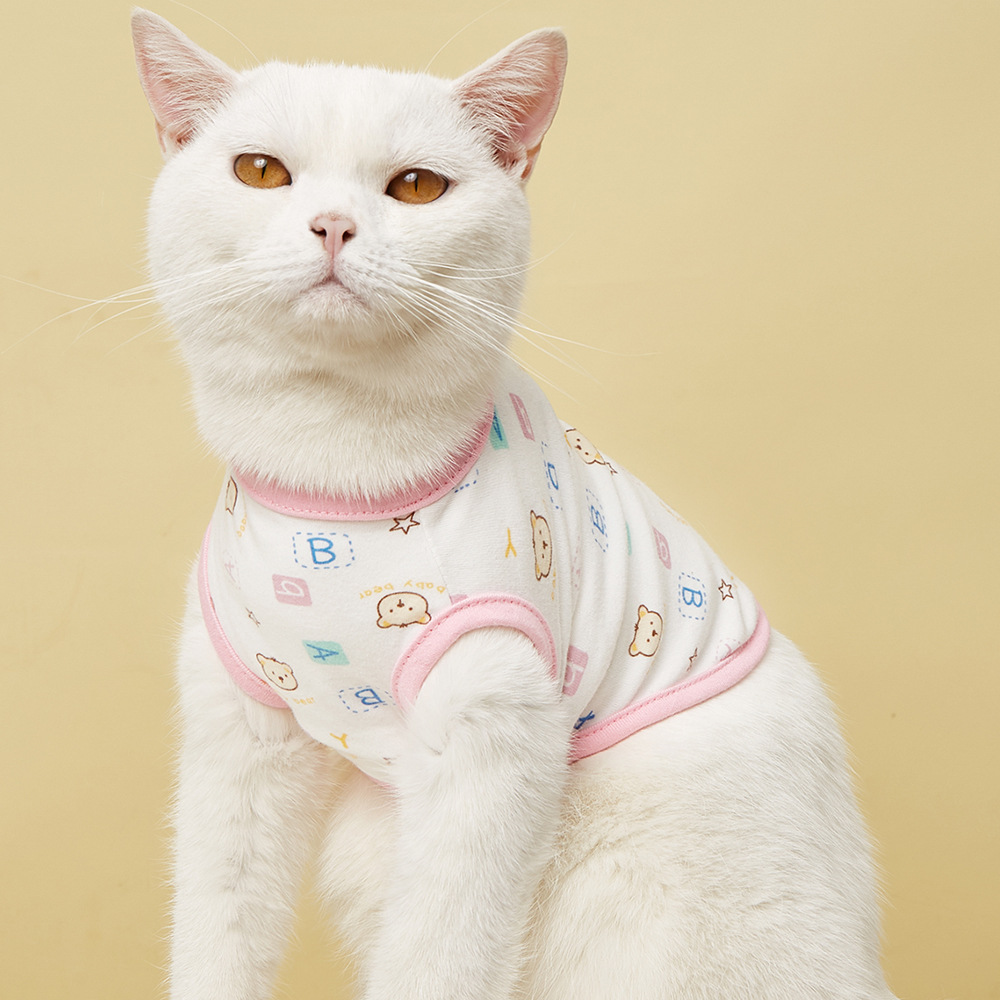 T新款可爱卡通无袖宠物马甲纯棉宠物衣服春夏清凉舒适狗猫背心衣详情10