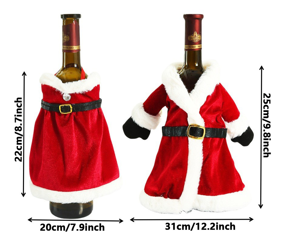 跨境新品圣诞酒瓶套节氛围装饰礼服酒瓶套创意居家餐桌装饰详情5