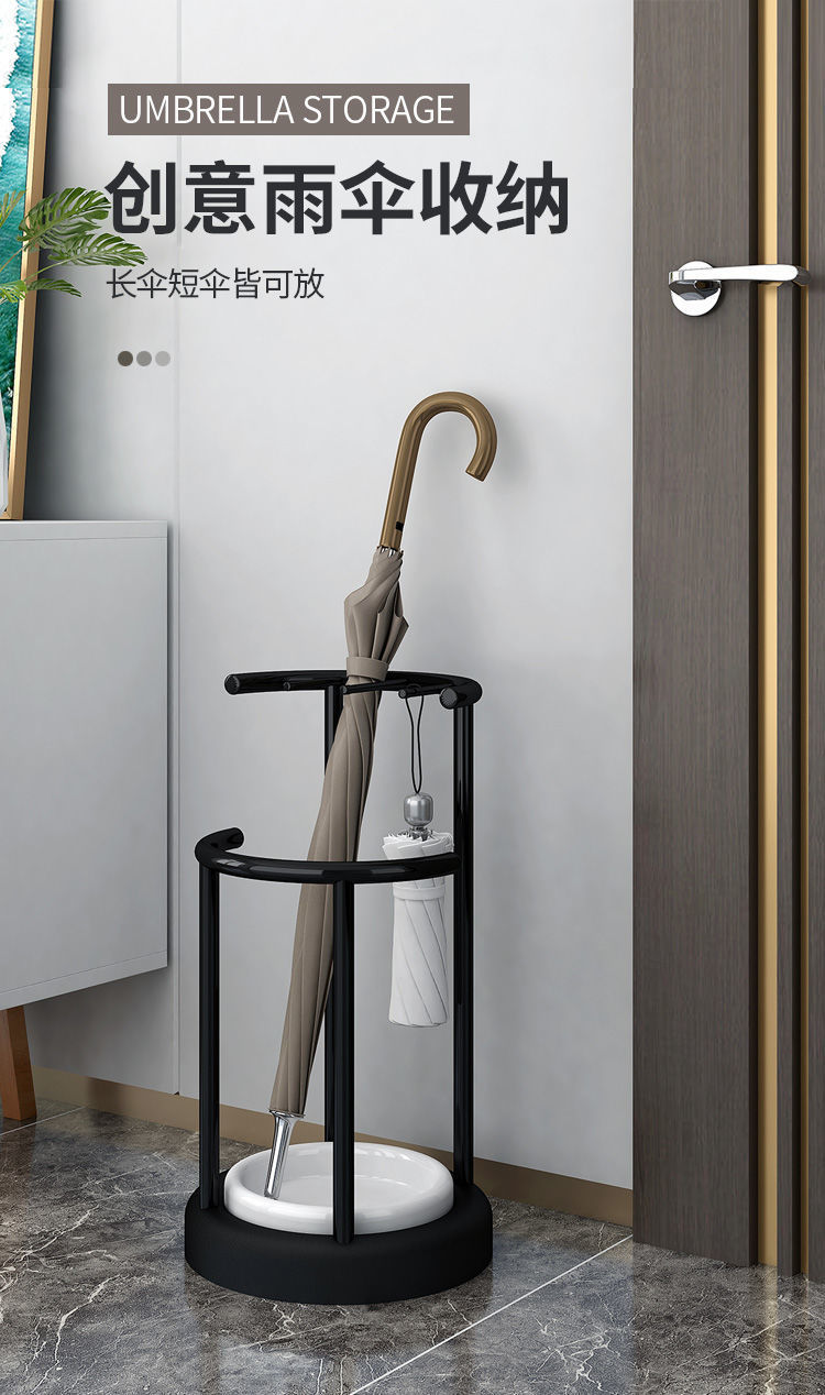 雨伞收纳架家用入门伞架子置物架公司店用酒店大堂铁艺沥水雨伞桶详情1