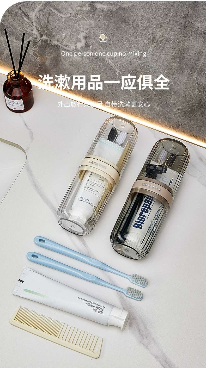 J06-6825 Travel Toothbrush, Mouthwash, Toothache Set, Toothbrush Cup, Covered toothpaste box, Portable Toiletry cup detail image 9