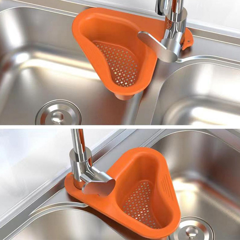 Kitchen swan draining basket sink, triangular draining basket faucet storage rack, sink sink, water filter storage rack details Picture